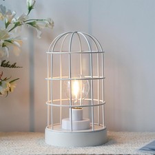 White Metal Cage Table Lamp